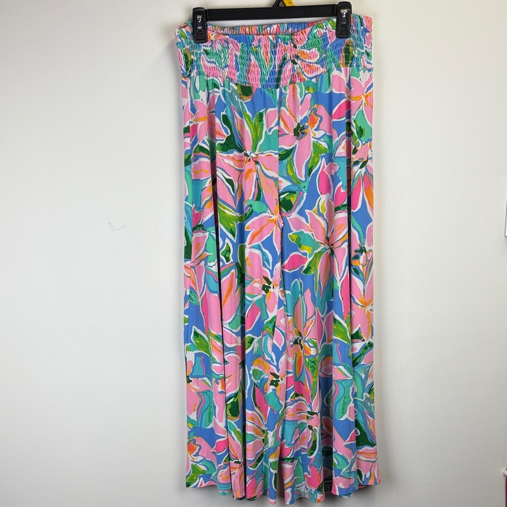 CeCe Multicolor Floral Elastic Waist Wide Leg Cropped Pants Size large